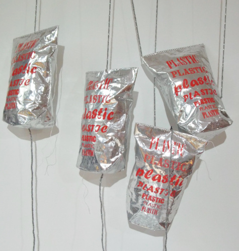 Plastic in Red on Silver